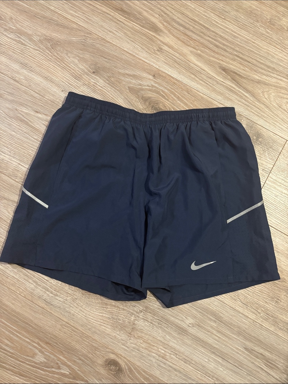 Nike Men's Navy Athletic Running Shorts with Reflective Swoosh